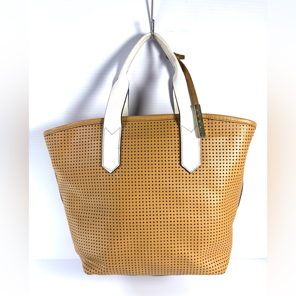 Innue Perforated Caramel Leather Tote Bag